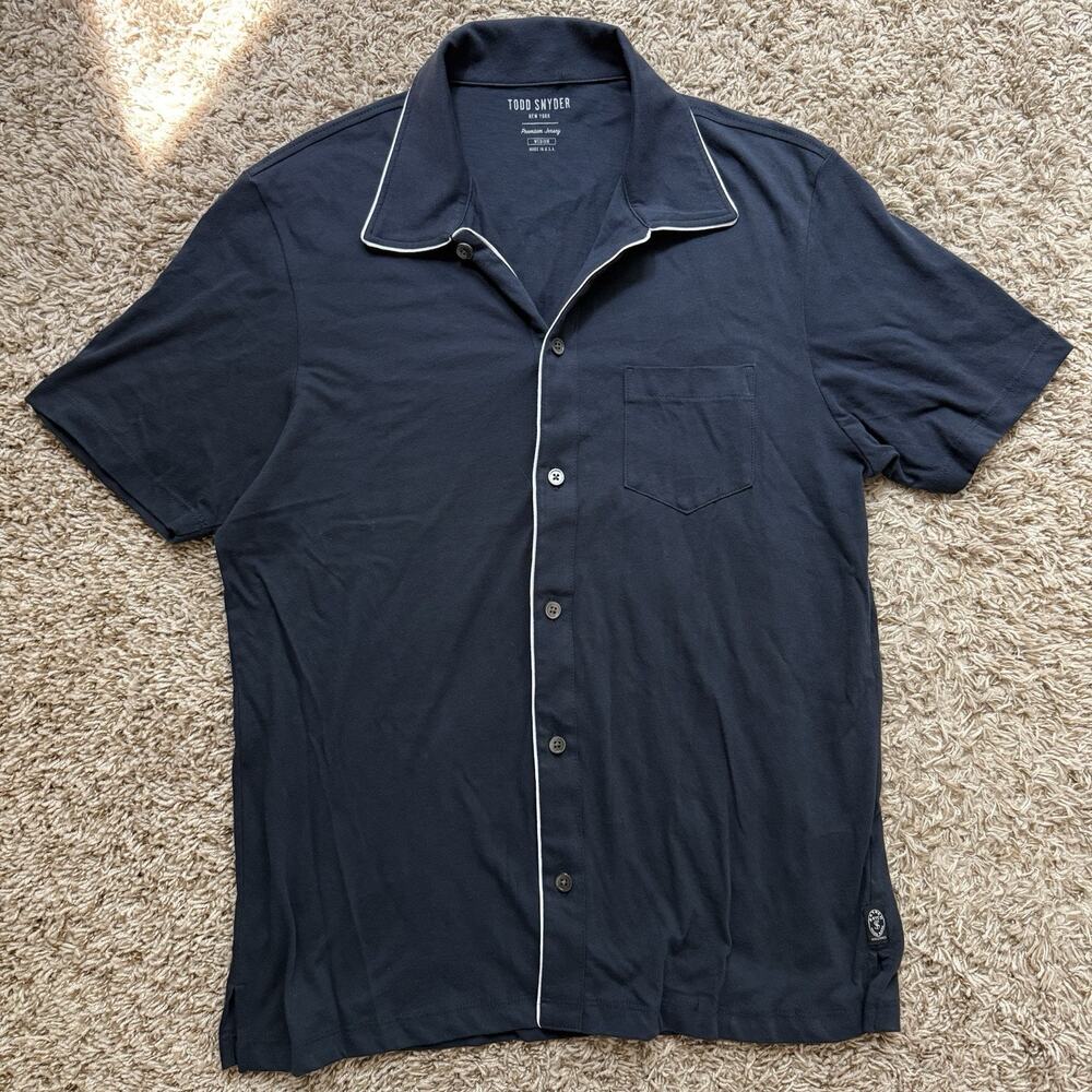 Todd Snyder Premium Jersey Button Up Sleep Shirt Camp Pajamas Navy Men’s Size M
